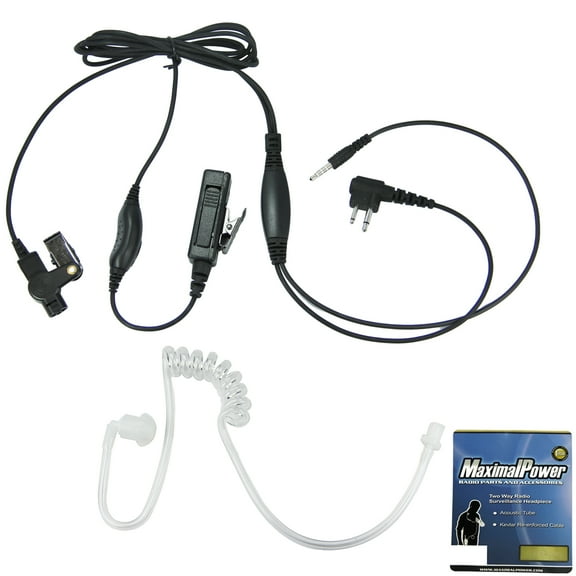 Headset for Motorola 2 pin Plug+3.5mm Plug for iPhone/iPod/iPad or Any Smart Phones, MaximalPower 2 Way Radio Surveillance kit
