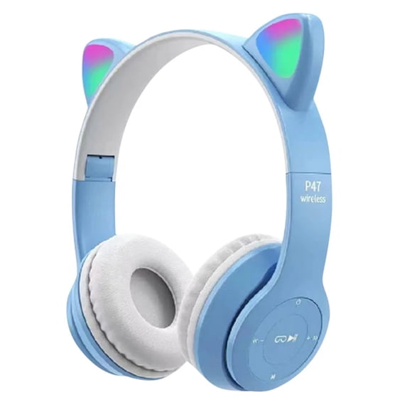 Headset p47m Bluetooth headset cat ears hot selling luminous foldable stereo Bluetooth 5.0 card
