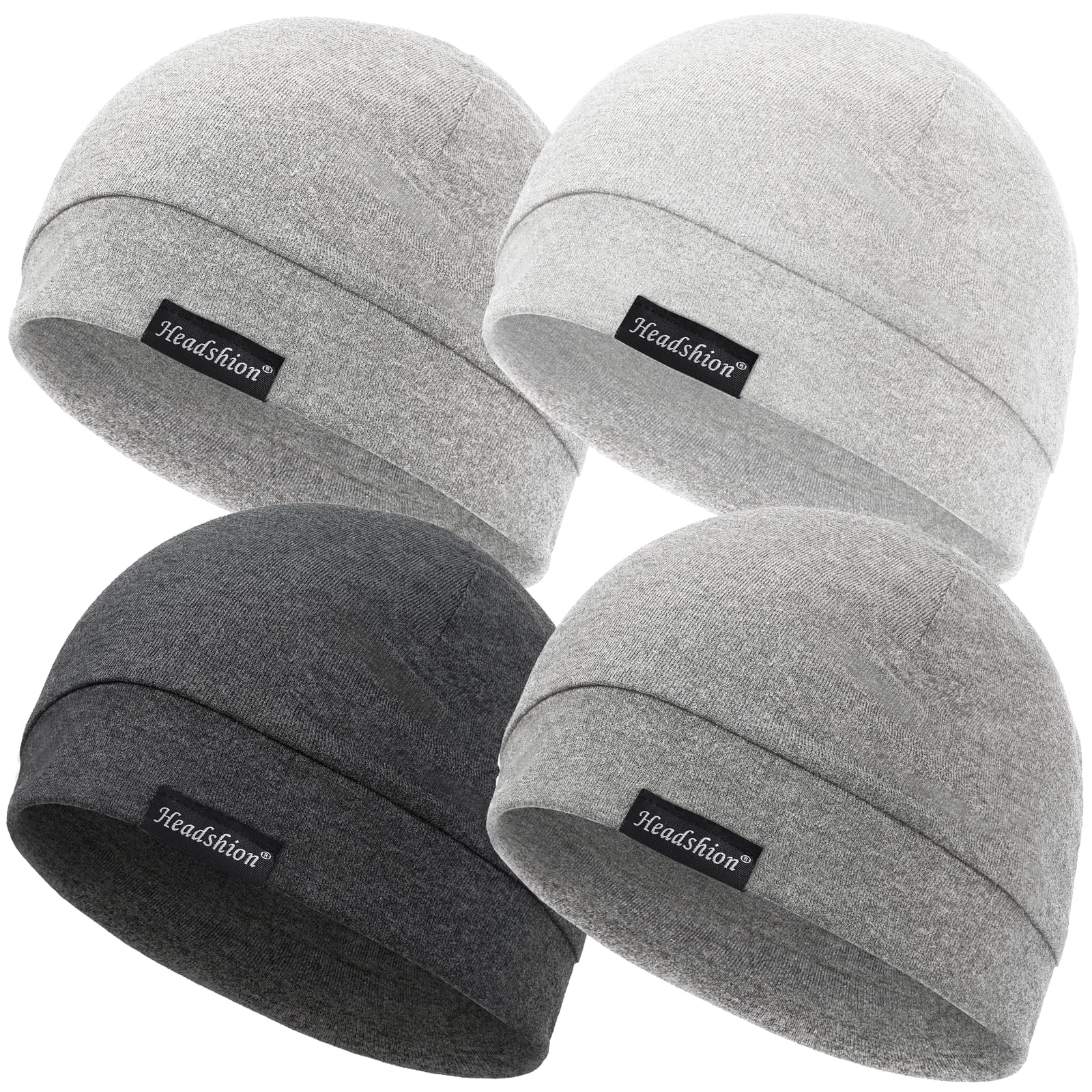 Headshion Cotton Beanie Skull Cap, 4 Pack Double Layered