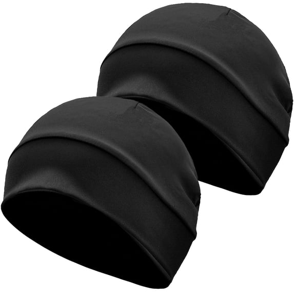 Headshion Thin Beanie Hat Skull Cap for Summer,Hip-Hop Sleep Cap Stretchy Black & Black