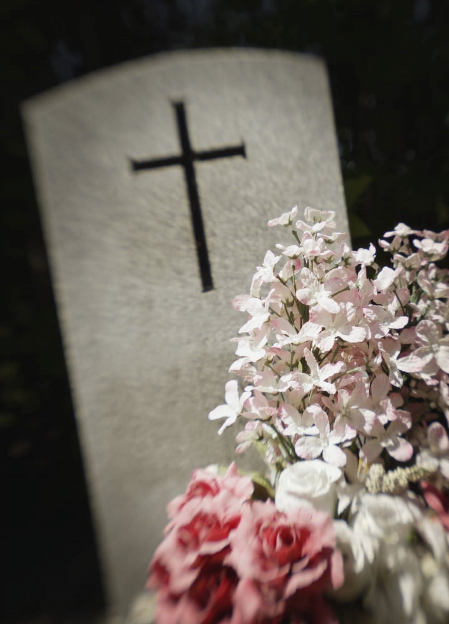 Headstone And Flowers Poster Print by Darren Greenwood / Design Pics