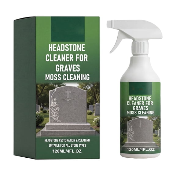 Headstone Cleaner for Graves, Cemetery Moss Cleaning Agent, Effective Tombstone Clean Solution for Marble Granite Concrete Stone Surfaces, 4 fl oz