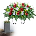 thumbnail image 1 of Headstone Flower Saddle,Large Artificial Cemetery Flowers for Grave,Cemetery Memorial Flowers for Outdoor Tombstone Decorations, 1 of 9