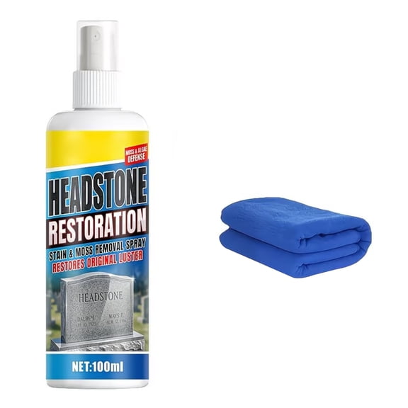 Headstone Restoration and Cleaning Spray, 100ml headstone cleaner for graves, biological solution gravestone cleaner for Granite Marble Cemetery Memorials (1PC)