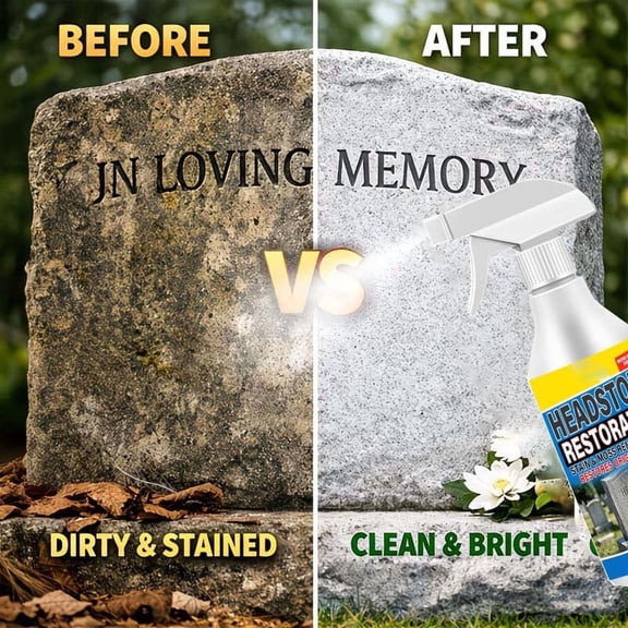 Headstone Restoration Cleaning Spray,Moss Stain Remover with Cleaning Towel,Restores Luster for Granite Marble Memorial Monuments,3.38 fl oz