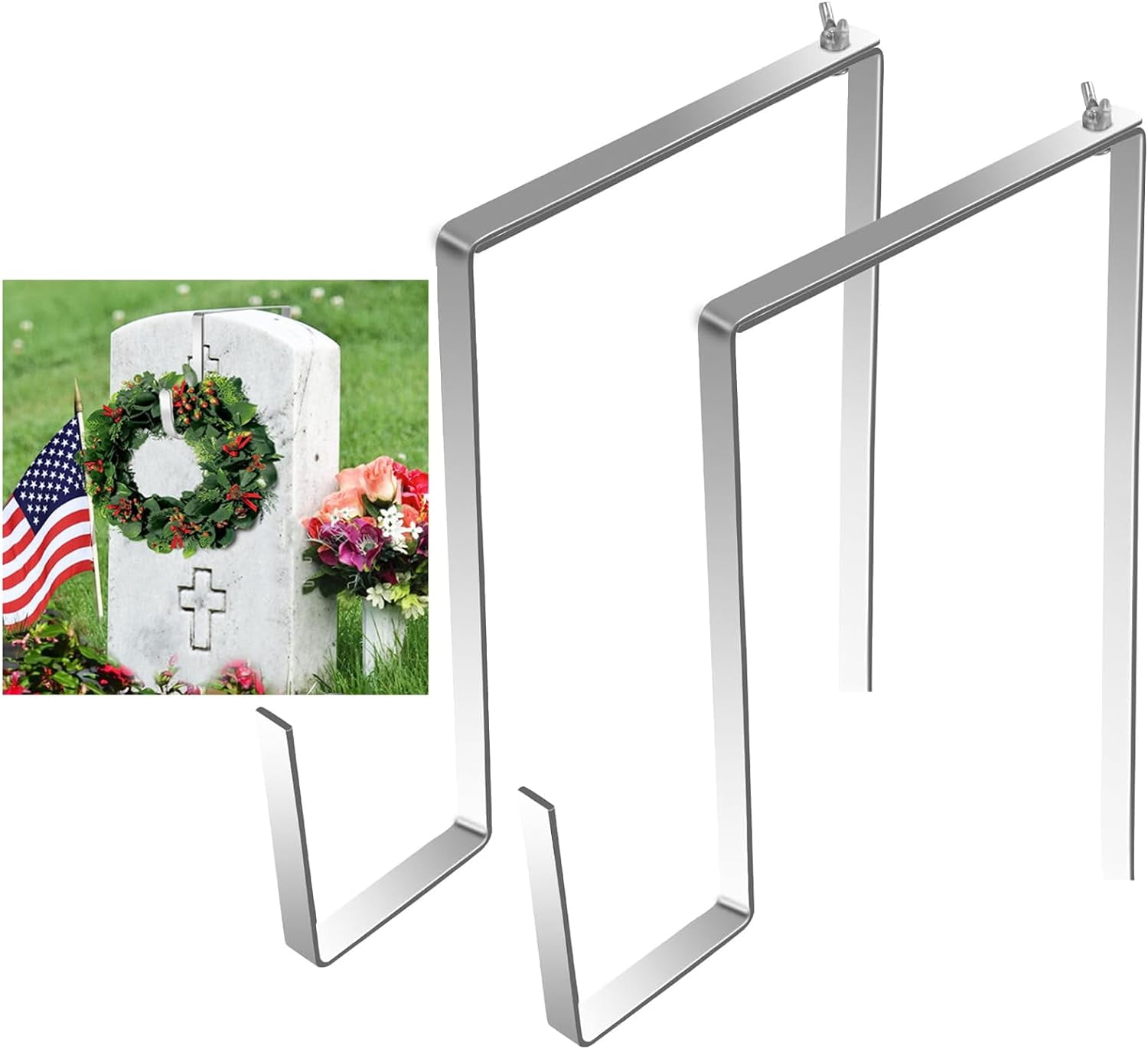 Headstone Wreath Hanger for Cemetery Wreath Holder for Grave Marker Halloween Decorations Door