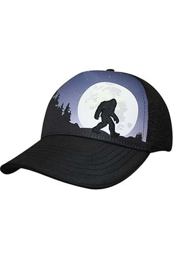 120490 Bigfoot Moon Rising 5 Panel Performance Trucker Hat