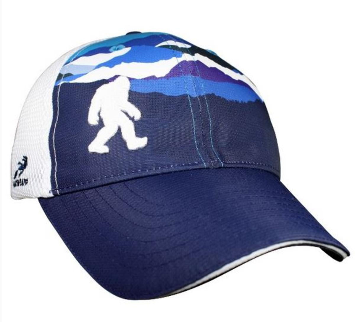 Heritage Pride Freshwater Fish Forest Mountain Scenic Salmon Mens  Embroidered Mesh Back Trucker Hat, Smoke Blue/Amber/Beige