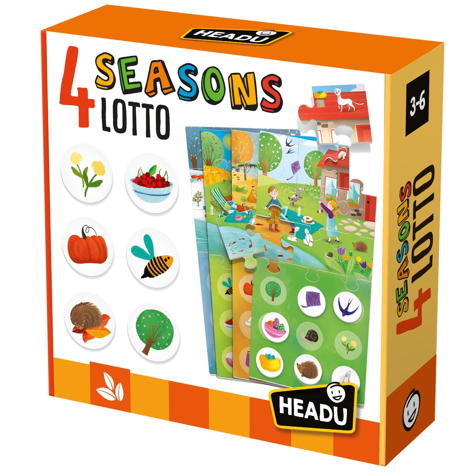 Headu: 4 Seasons Lotto - Matching Location Puzzle Game, Changing Weather Nature Scenes, Object Tile Pairing, Classification Recognition Play, Kids 3-6