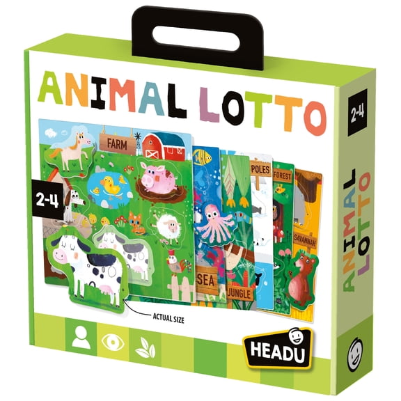 Headu: Animal Lotto - Animal & Habitat Scene Matching, Oversized Tiles, Color & Shape Pairing Game, Group Sorting-Observation Play Toy, Toddlers 2-4