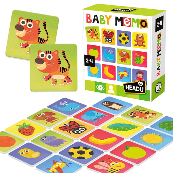 Headu: Tactile Baby Memo Memory & Matching Pairs Game, Jumbo Textured Tiles, Sensory Play, Color-Shape-Pattern Recognition Development, Toddlers 2-4