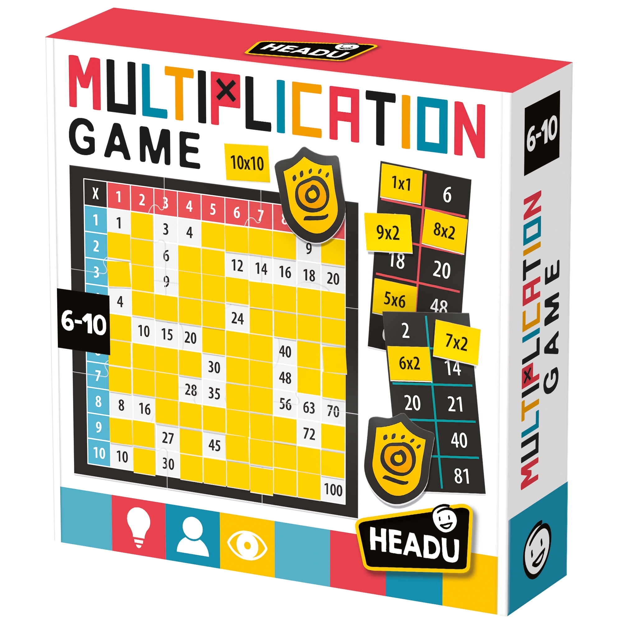Headu: First Multiplication Game - Solution & Equation Matching, Tile Placement, 10 x 10 Number Grid, Race To Calculate First, Math Play, Kids 6-10