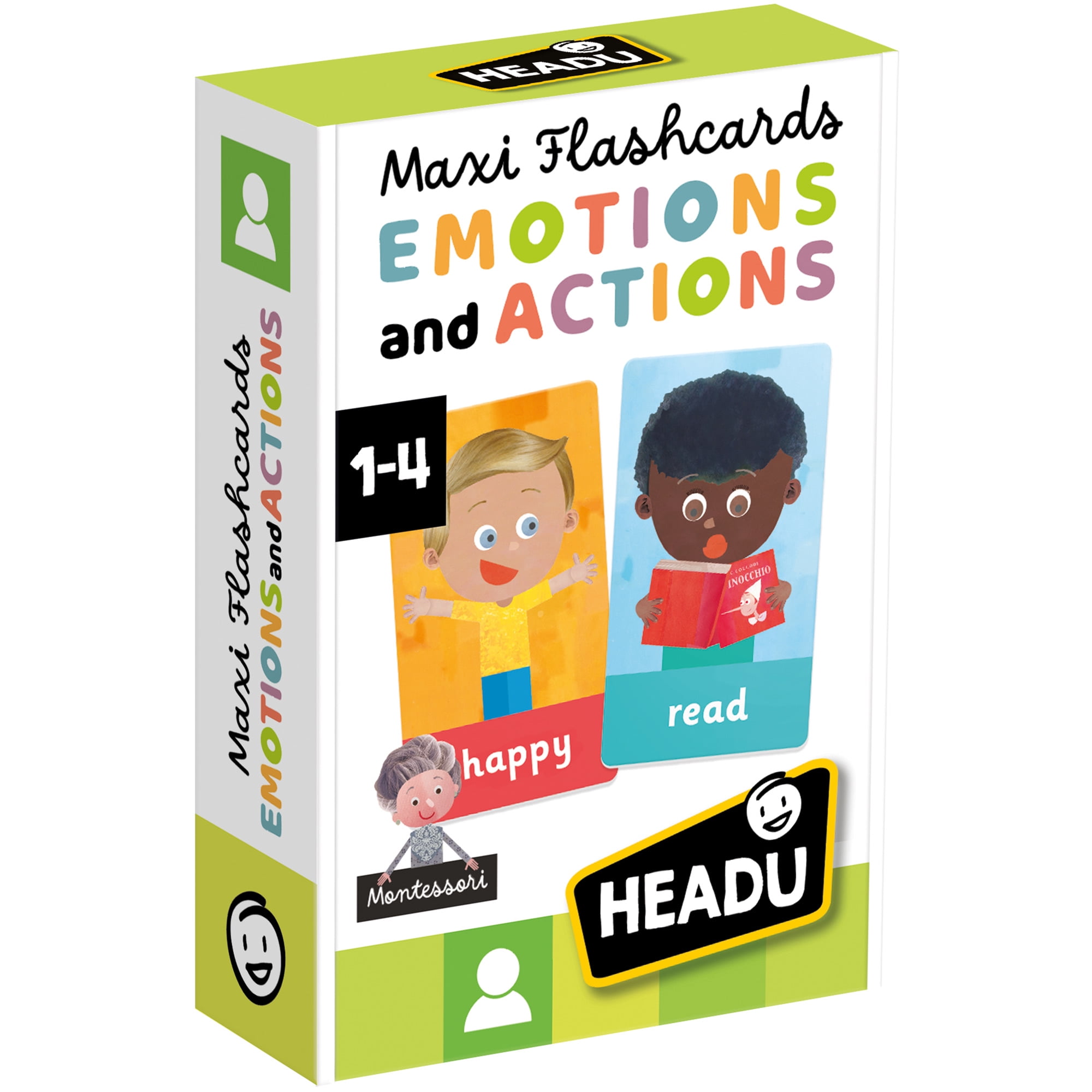 Headu: Maxi Flashcards - Emotions & Actions - Social Development Game, Expressions Play, Autism Support Material, Montessori Activity, Toddlers 1-4