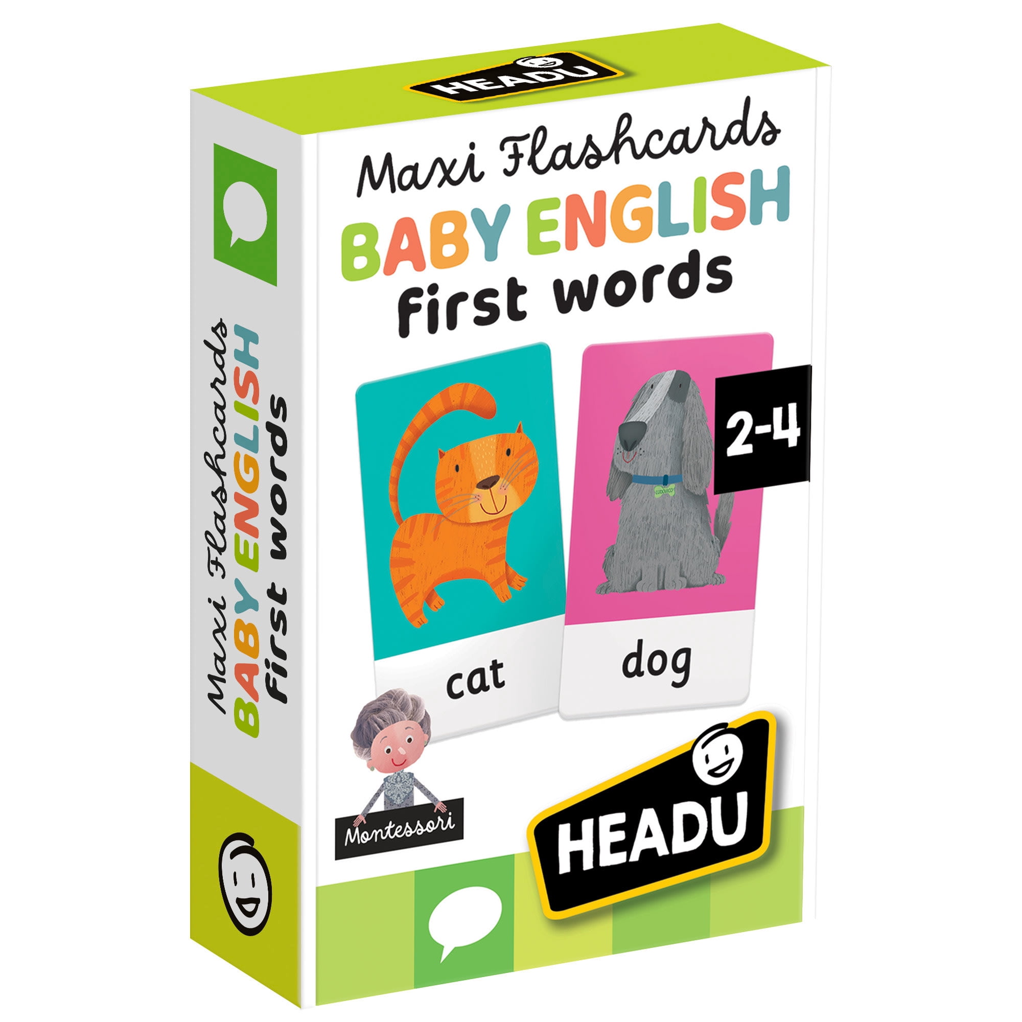 Headu: Maxi Flashcards - Baby English First Words - Listen-Pronounce Language Development, Recognition Game, Sound App Play, Montessori, Toddlers 2-4