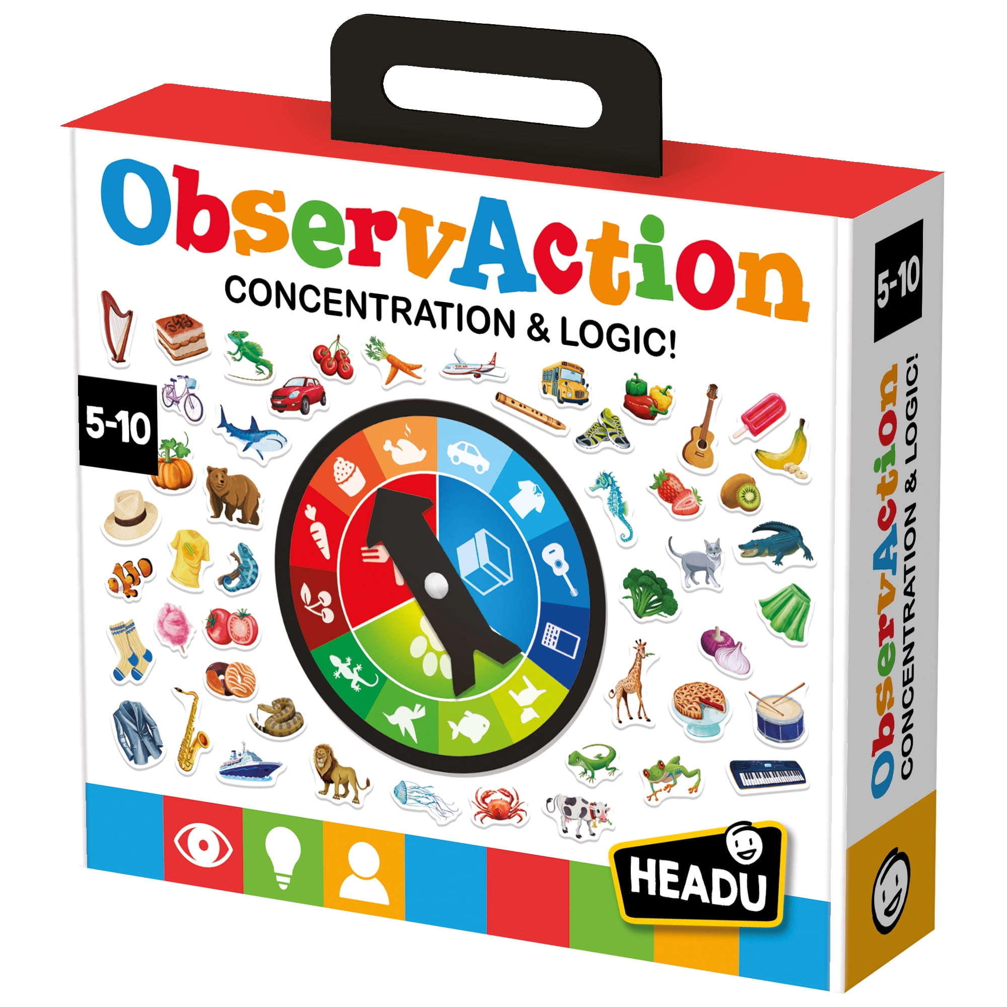 Headu: ObservAction - Concentration & Logic Game, Race To Gather Object Titles That Match The Spinner Category, Visual Memory & Speed Play, Kids 5-10