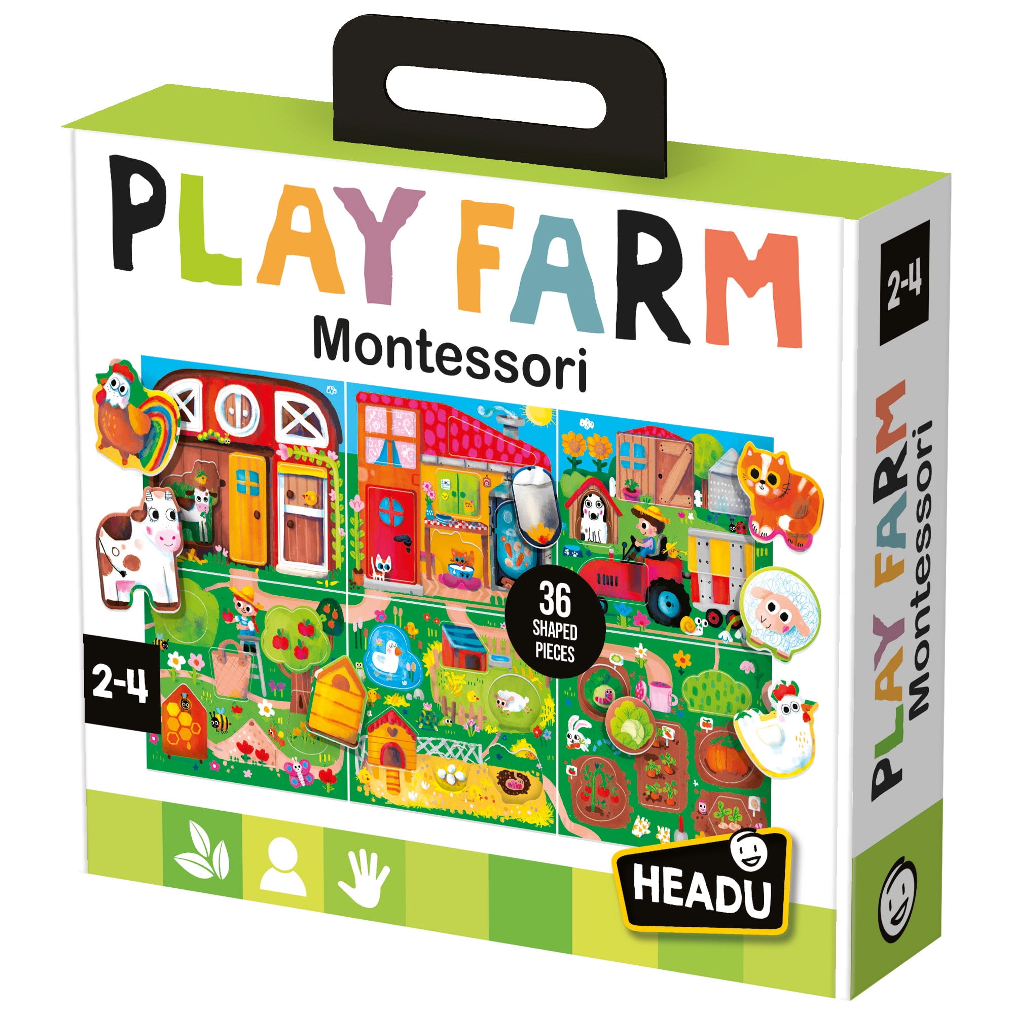 Headu: Play Farm Montessori - Matching & Sorting Game, Color-Shape Pairing, Animal & Object Reveal, Oversized Tiles, Farm Puzzle Scenes, Toddlers 2-4