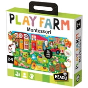 Headu Play Farm Montessori - Matching & Sorting Game, Color-Shape Pairing, Animal & Object Reveal, Oversized Tiles, Farm Puzzle Scenes, Toddlers 2-4