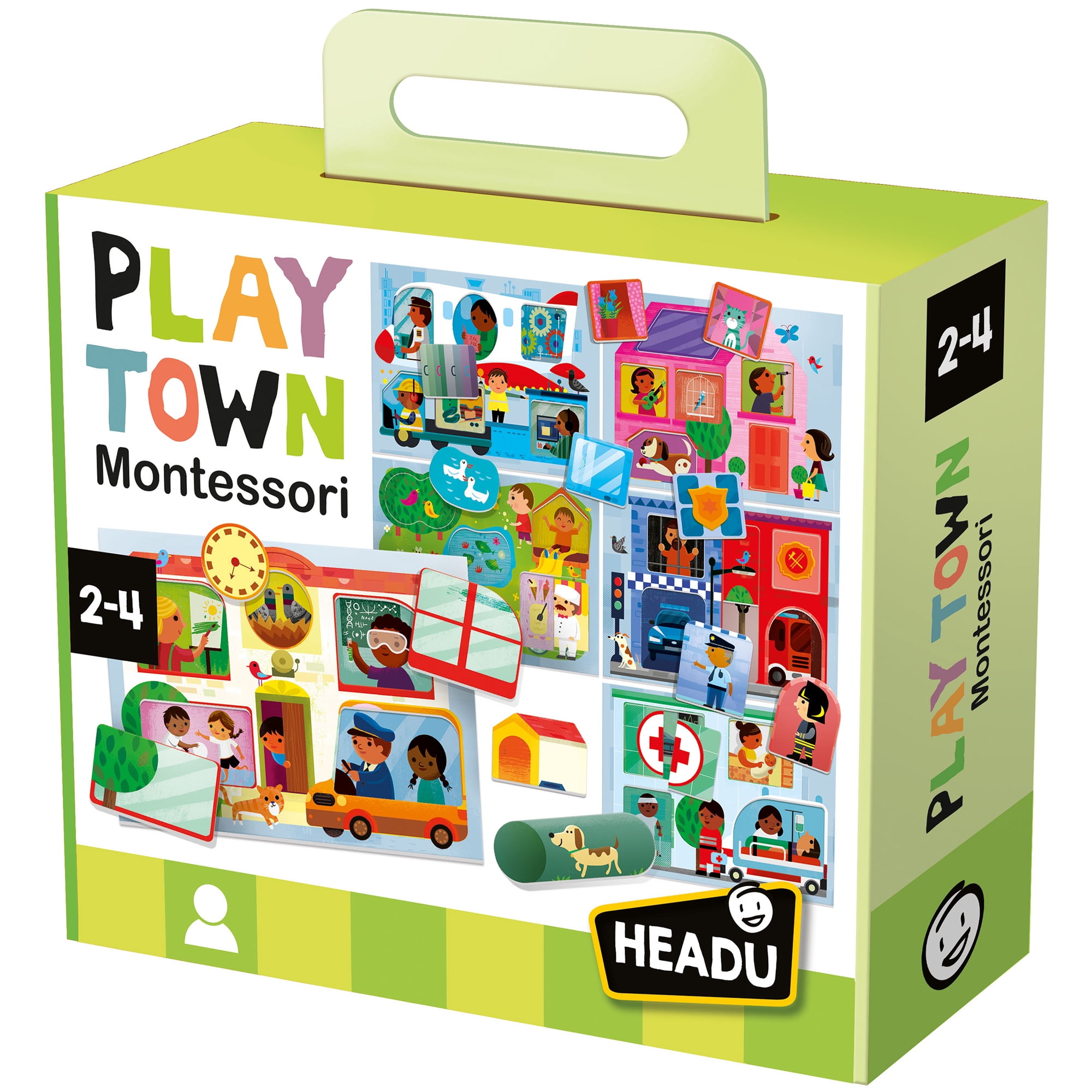 Headu: Play Town Montessori - Matching Game, Object & People Reveal, Pair Oversized Tiles To City Scene Cards, Shapes Puzzle Activity, Toddlers 2-4