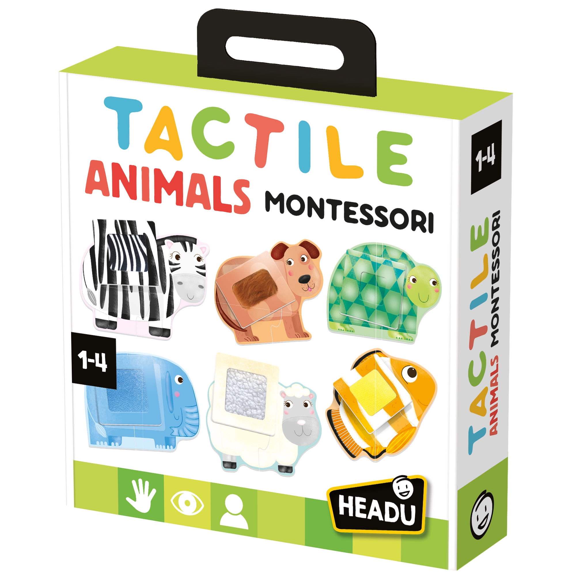 Headu: Montessori Tactile Animals - Mini Puzzles & Texture Tile Matching Game, Sensory Play, Color-Shape-Pattern Recognition Development, Toddlers 1-4