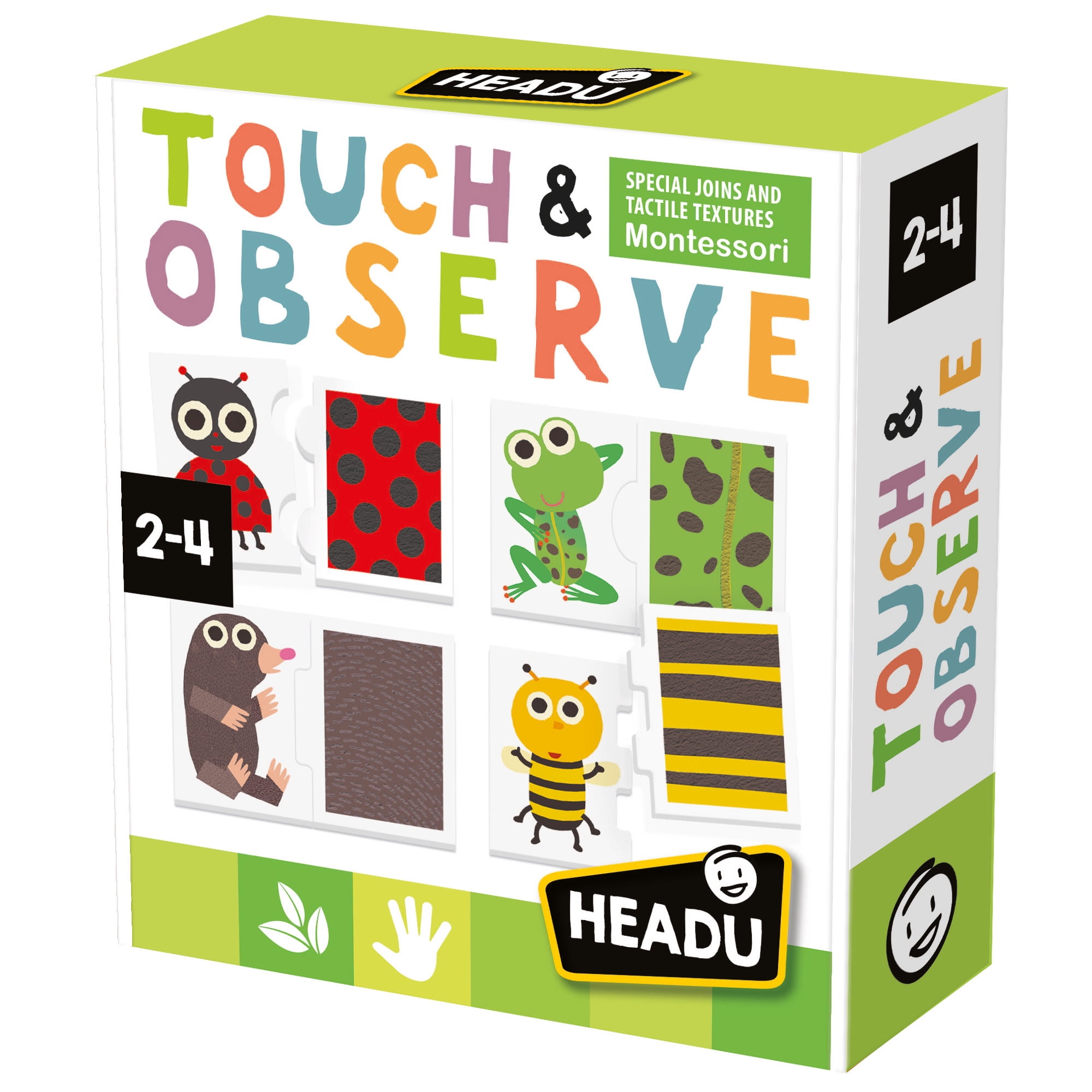 Headu: Touch & Observe – Puzzle Matching Game, Double-Sided Tiles, Animal Scene, Sensory Texture Play, Color-Shape-Pattern, Montessori, Toddlers 2-4