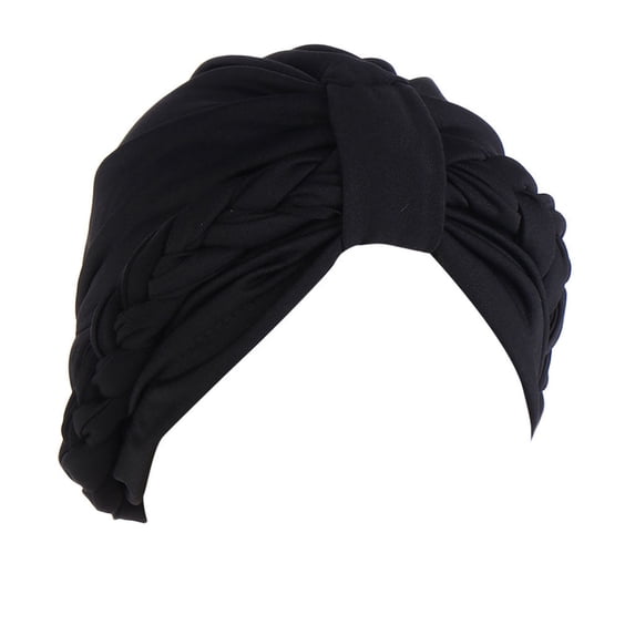 Headwear for Women CQXIDFH Braided Turban Hat, Stylish Hair Bonnet, Soft Head Scarf Wrap Cover for Daily, Baseball Caps (Black, One Size)