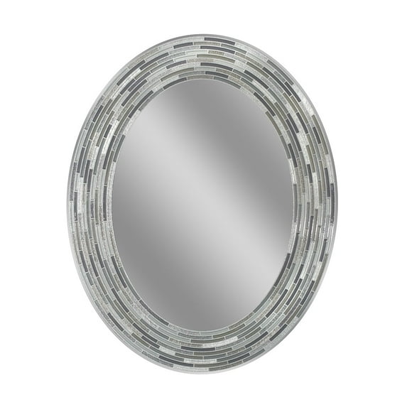 Headwest Inc Headwest Reeded Charcoal Tiles Oval Wall Mirror - Black/Grey - 23 X 29