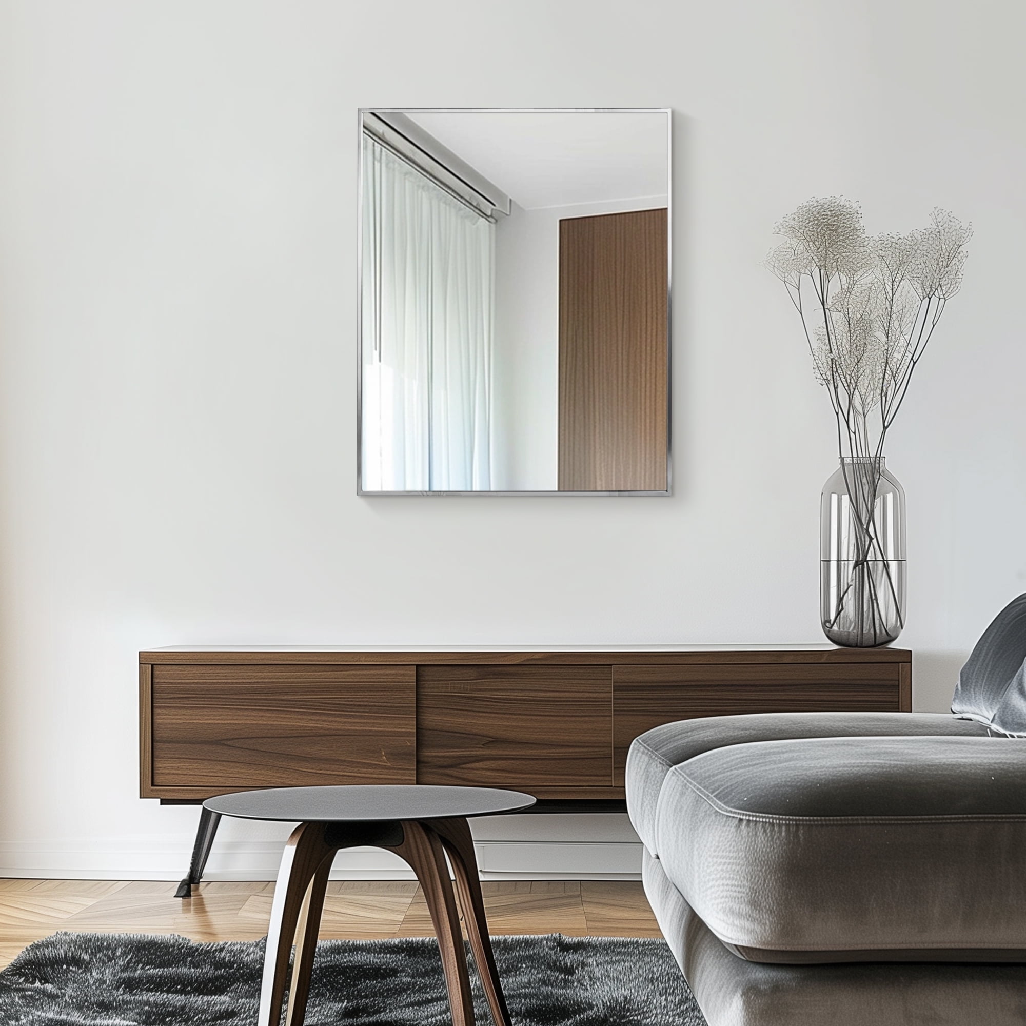 Elegant Brushed Nickel 24x30 Rectangular Vanity Mirror