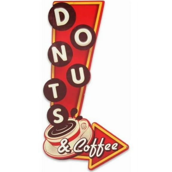 Headwind Consumer Products 140372 Donuts & Coffee Indoor & Outdoor Embossed 3D Metal Sign