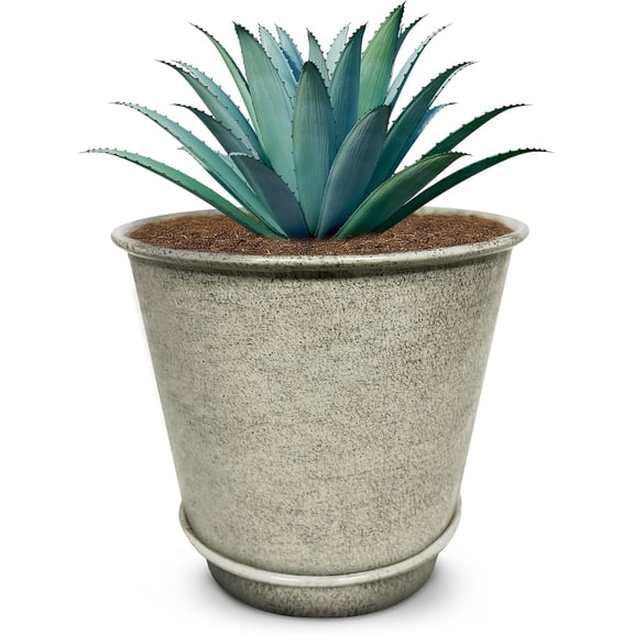 Headwind Cordova Glazed Planter – 5" Antique White with Saucer Lightweight Gardening Pot Planters & Accessories – Decorative Plant Pots for Indoor & Outdoor Use by Robert Allen