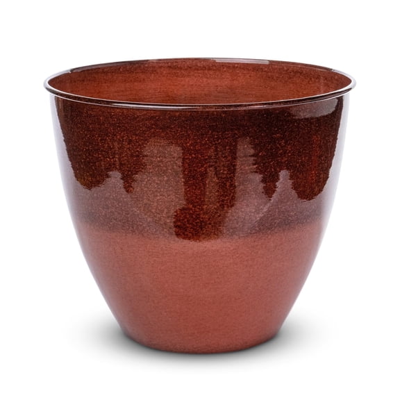 Headwind Glazed Ironstone Chelsea Collection – 8 Inch Sienna Haze Red Decorative Planter – Lightweight & Durable Ironstone Metal Flower Pot – Eco-Friendly Indoor & Outdoor Planter by Robert Allen