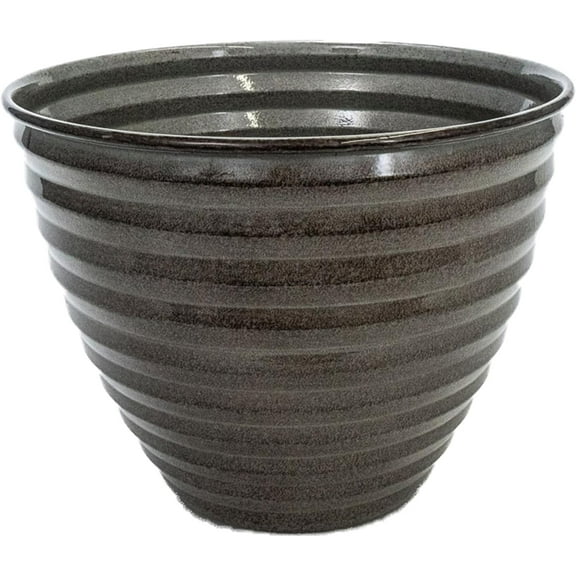 Headwind Robert Allen Avondale 10-Inch Ironstone Metal Planter – Lightweight, Durable, Rust-Resistant, Weatherproof, Indoor & Outdoor Use, Glossy Pebblewood Finish