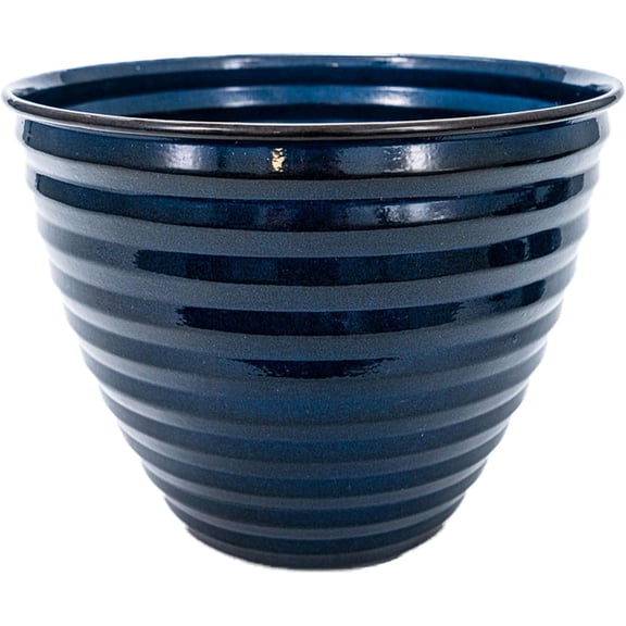 Headwind Robert Allen Avondale 12-Inch Ironstone Metal Planter – Lightweight, Durable, Rust-Resistant, Weatherproof, Indoor & Outdoor Use, Glossy Midnight Sapphire Finish