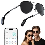 HEADWOLF AI Smart Glasses,Bluetooth Audio Glasses with Open-Ear Speakers,AI Translation,Voice Assistant,Titanium Memory Frame,Detachable Design
