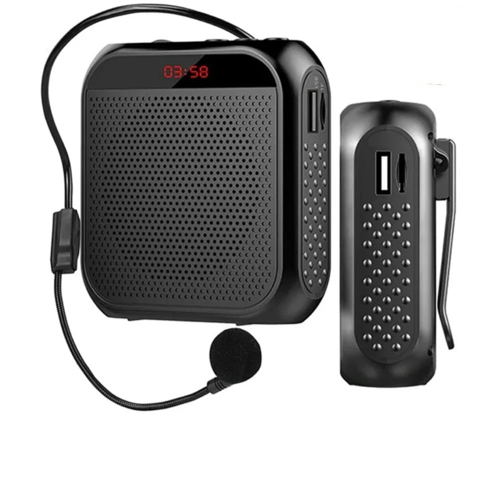 Headworn Microphone Loudspeaker Voice Amplifier Recorder Mic Speaker Mini Wired Black ,Clear and Reliable