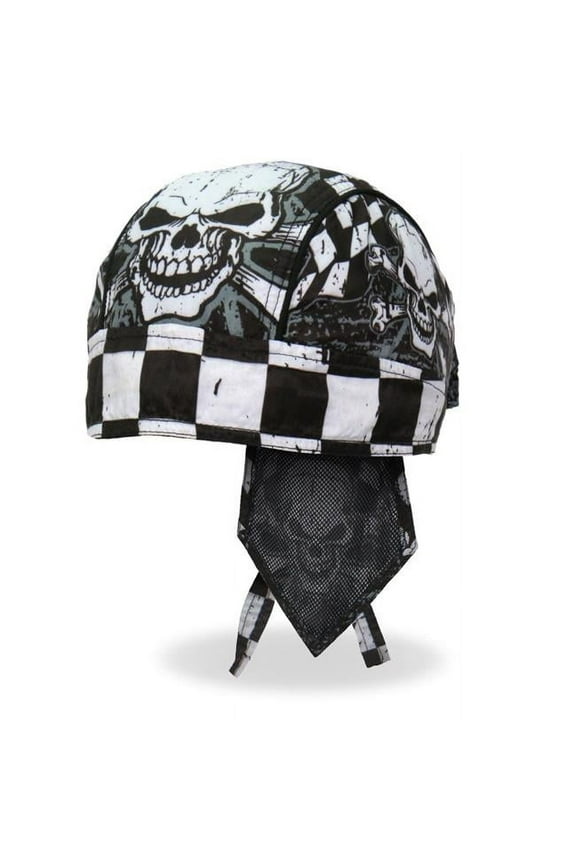 Headwrap CHECKERED FLAGS & SKULLS Hot Leathers Premium Bandana DuRag Sweatband