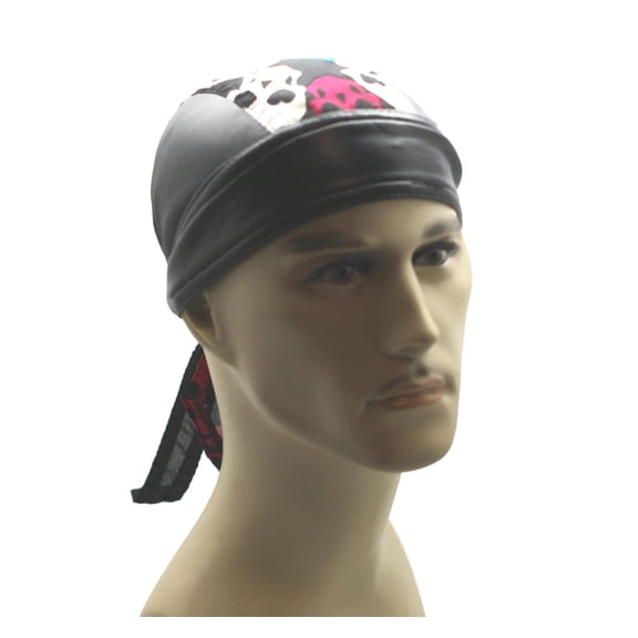 Headwrap Cotton Leather Like Du-Rag Doo Rag Multicolor Skulls