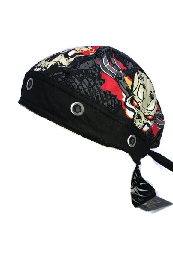 Headwrap DANBANNA DELUXE Bolts & Flames Du-Rag Doo-Rag Bandana FREE SHIPPING