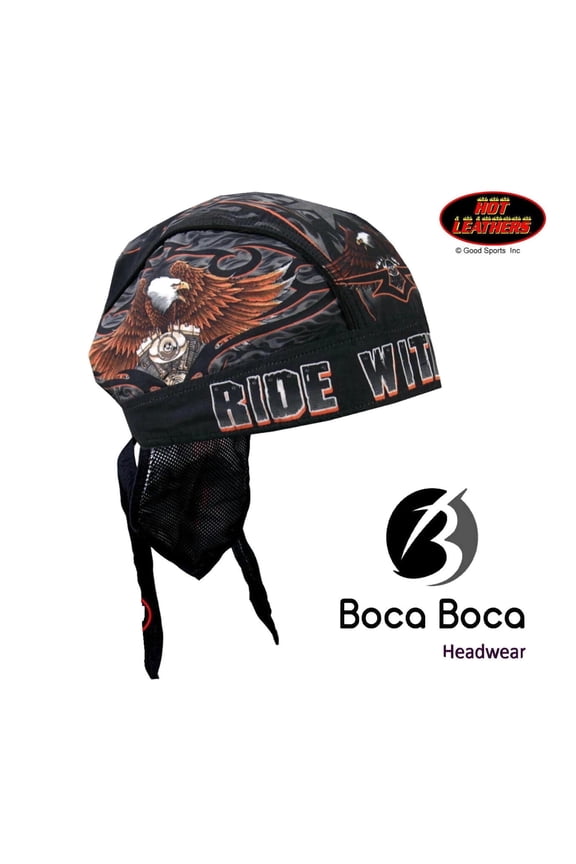 Headwrap RIDE WITH PRIDE Hot Leathers American Eagle Bandana DuRag Skullcap