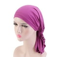 thumbnail image 1 of Headwrap for Women Turban Headwear for Cancer Patients Skull Cap Hair Loss Cover Lightweight Head Covering Hat Muslim Ruffle Sleep Caps Lined Hair Bonnets Turban Caps for Women Purple One Size, 1 of 4