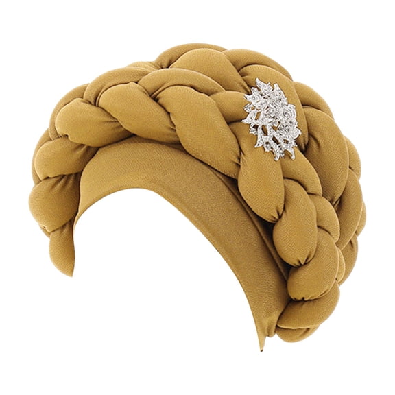 Headwraps for Black Women! Yigetop Fashion Women Beading Braid Hat Muslim Ruffle Cancer Wrap Cap Sleep Caps Satin Lined Hair Bonnets Turbans for Women Yellow2 One Size