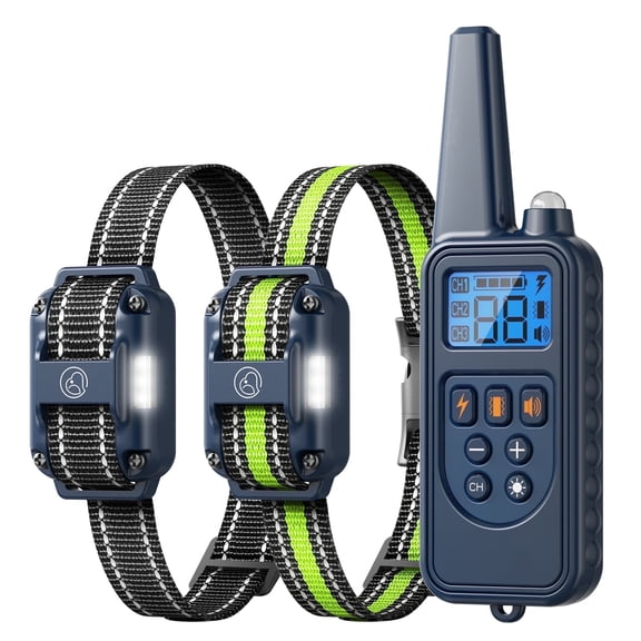Heaflex Remote Training Collar - 2600FT Range, 4 Modes, IPX7 Waterproof, Rechargeable for Medium Large Breeds, Blue (2 Receiver)