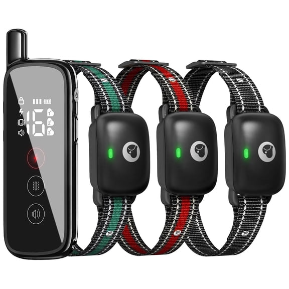 Heaflex Dog Training Collar With Remote Control - 3 Safety Modes(Beeping,Vibration,Electric Shock),2600 Feet Range,Rechargeable,Waterproof Receiver, Small To Large Dogs (Black)-Three Collar Sets