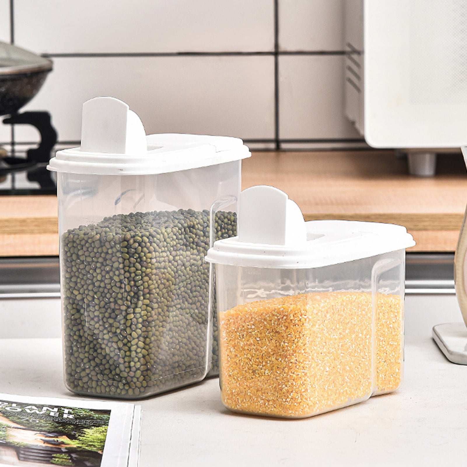 Heajfvd 1.2L/1.8L Grain Storage Box Transparent Sealed Bean Noodle ...