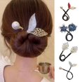Heajfvd Hair Bun Maker Flower Fishtail Rhinestone Feather Hair Curler