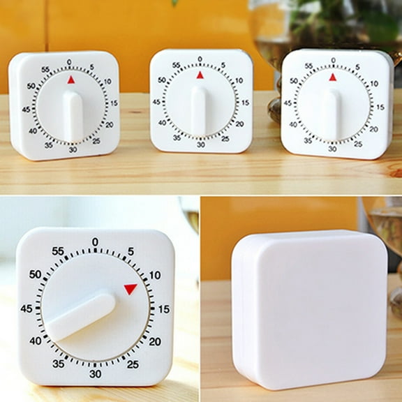 Heajfvd Novelty White Square 60-Minutes Mechanical Timer Reminder Counting for Kitchen