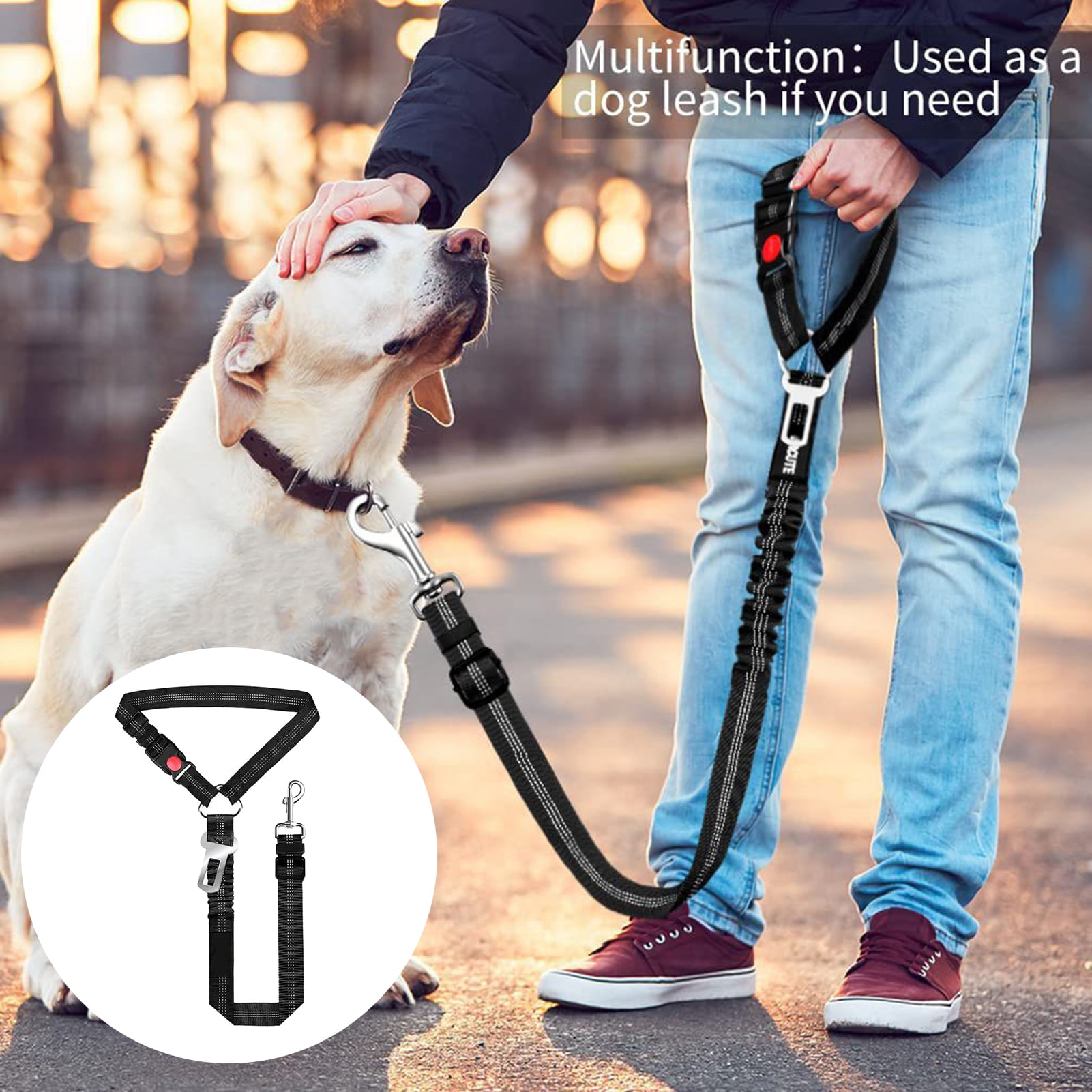 Heajfvd Removable Dog Seat Belt Harness Dog Car Seat Leash Restraint ...