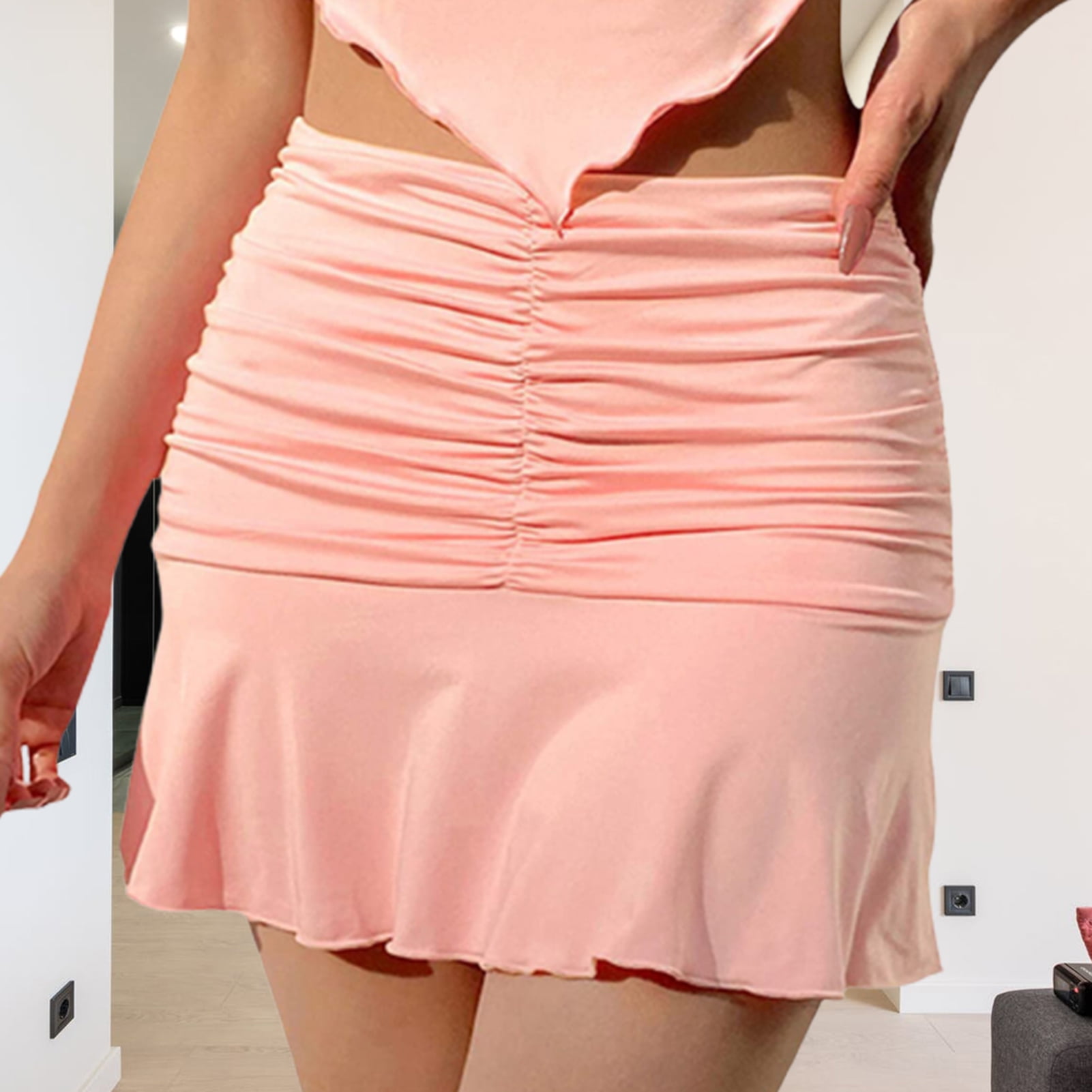 Inspire Chic Inspire Chic Women's Office Work Skirts Belted Waist Midi A-Line Pleated Skirt S Brown