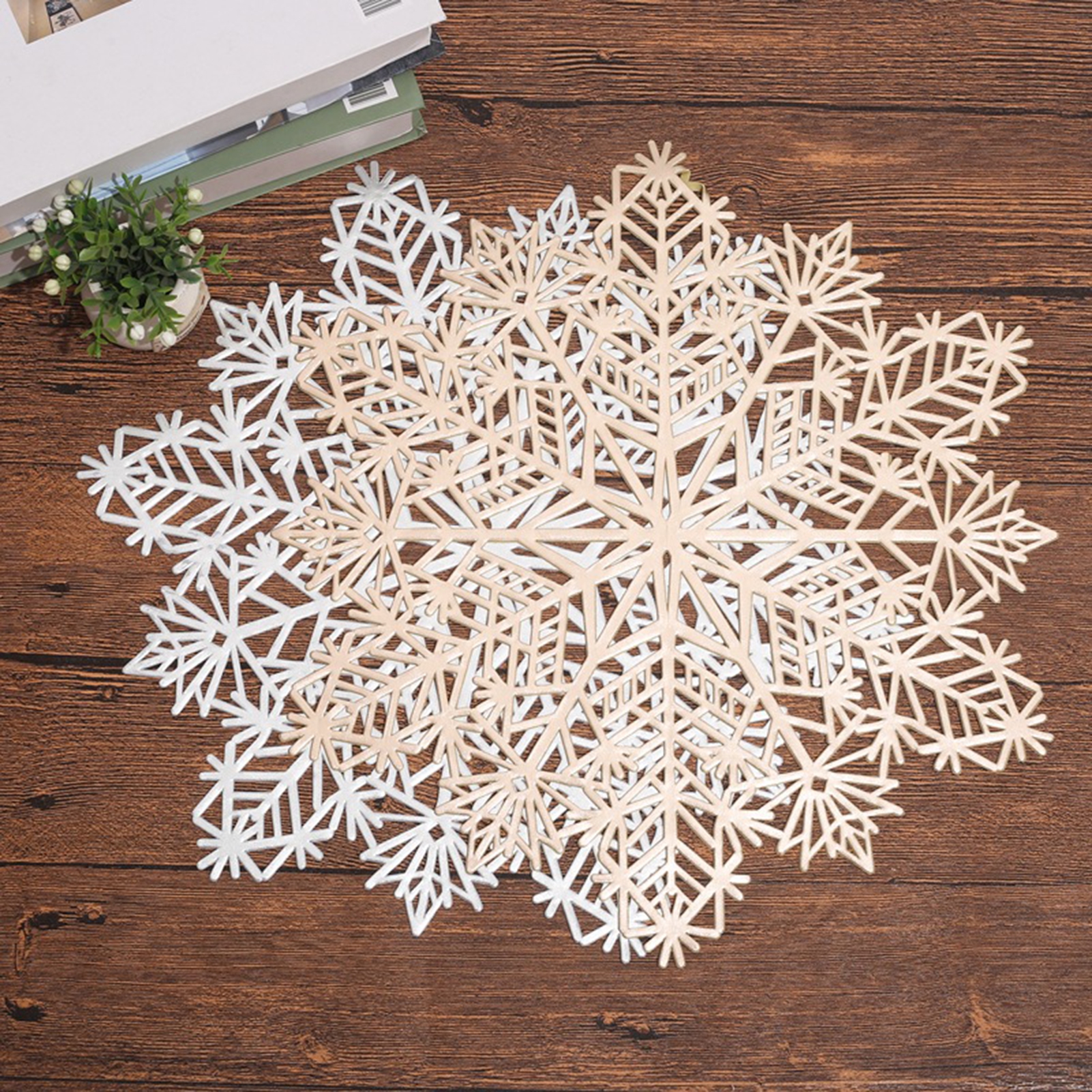Snowflake Mat Pot Heajfvd Snowflake Placemat Washable Reusable Christmas Style Non-slip ...