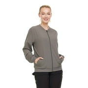 Heal + Wear Women Scrubs Jacket Long Sleeve Female Medical with Pockets Regular Fit 4 Way Stretch Gray L