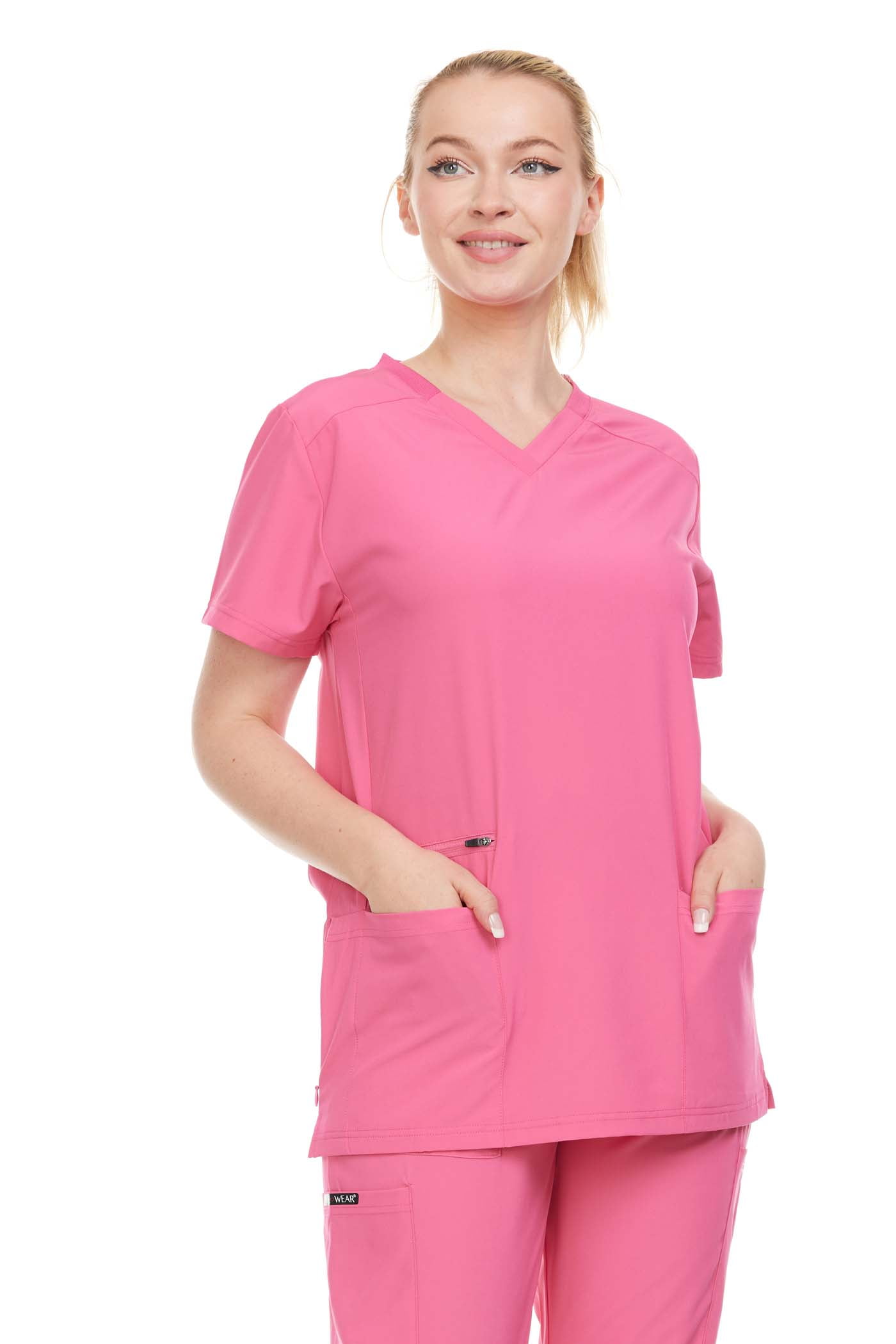 Heal + Wear Women Scrubs Top V-Neck Short Sleeve Female Medical w